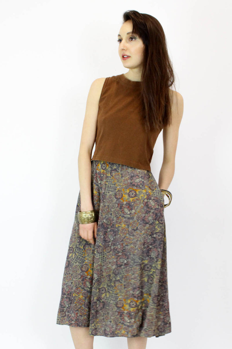Sale / Dusty Amethyst Pattern Skirt M