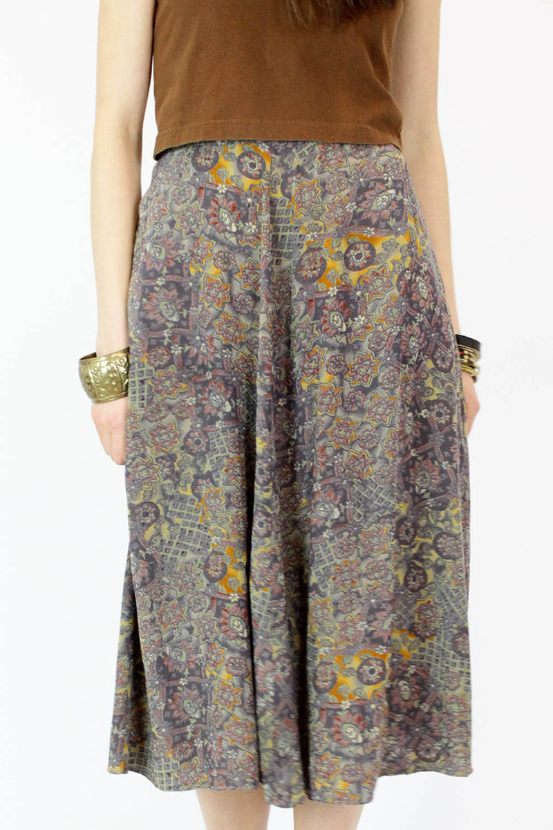 Sale / Dusty Amethyst Pattern Skirt M