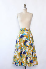 Abstract Floral Pleat Skirt L