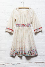 70s Flare Sleeve Peasant Dress M