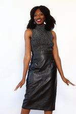 Black Leather Pocket Skirt M