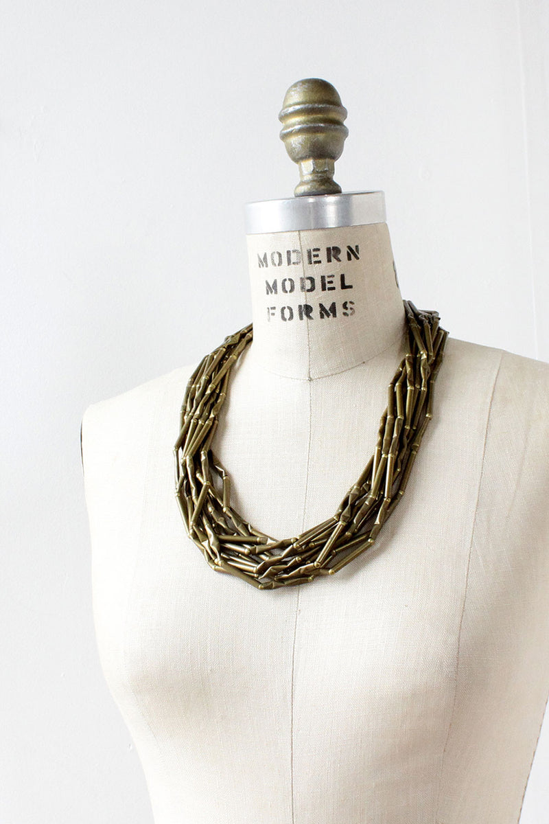 Bamboo Brass Strand Necklace