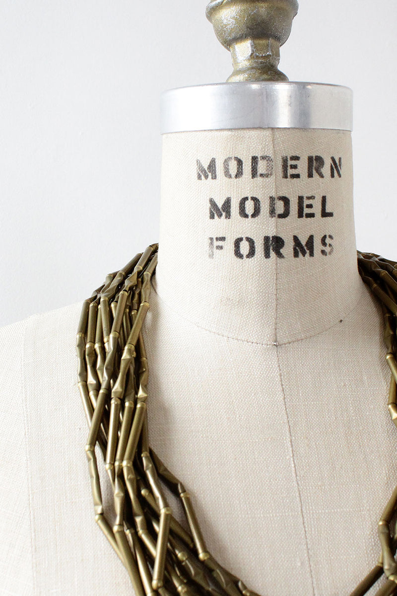 Bamboo Brass Strand Necklace
