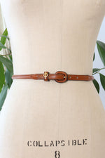 Chestnut Skinny Leather Belt XS/S