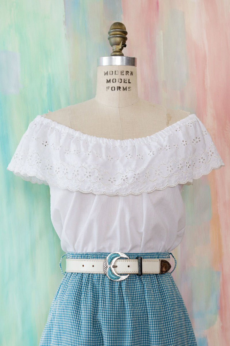 Fritzi Off Shoulder Eyelet Top M