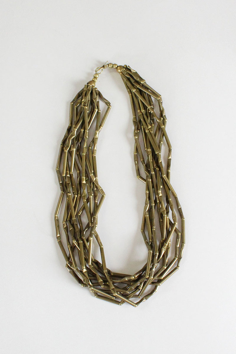 Bamboo Brass Strand Necklace