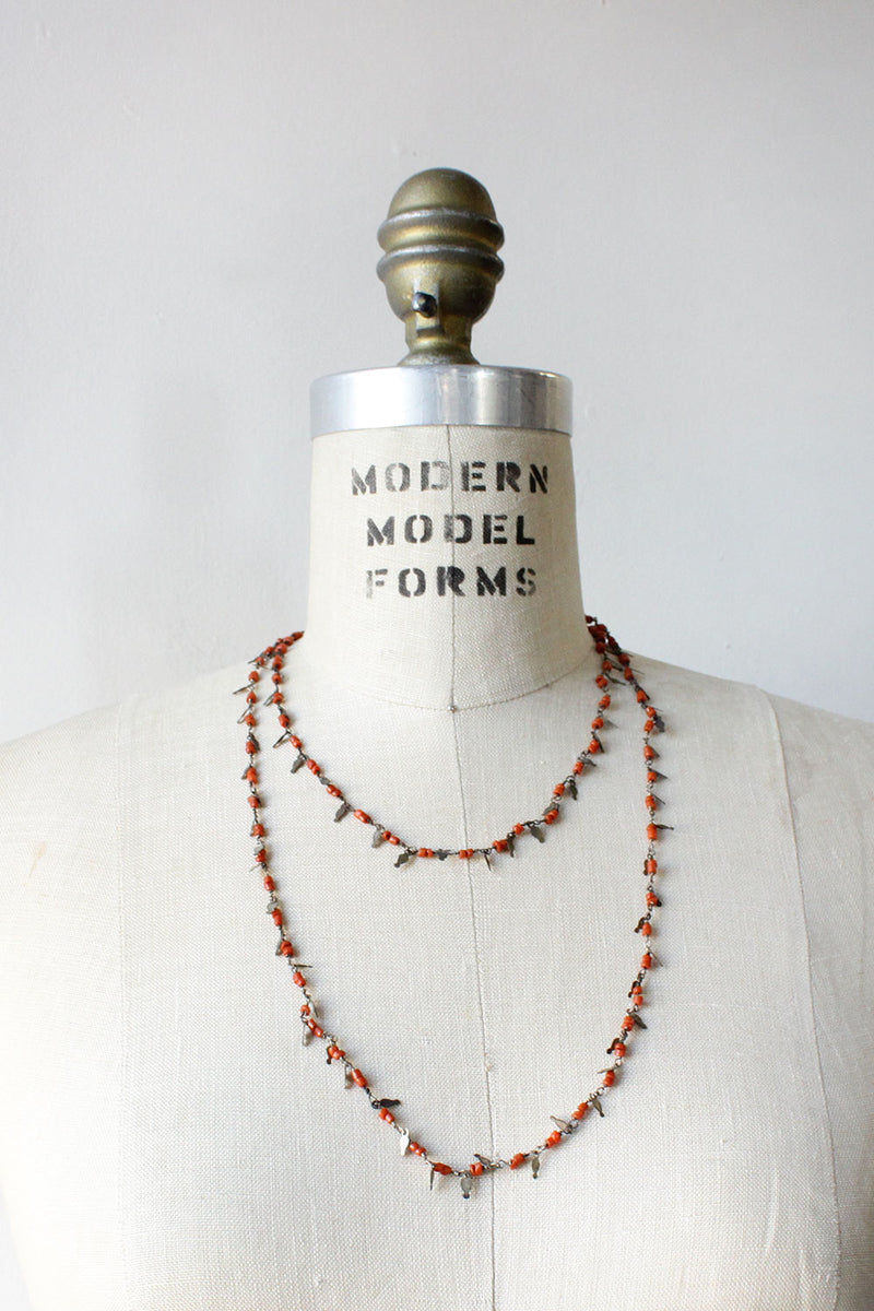 Coral Brass Chip Necklace
