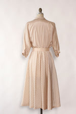 Champagne Chevron Belted Dress M/L