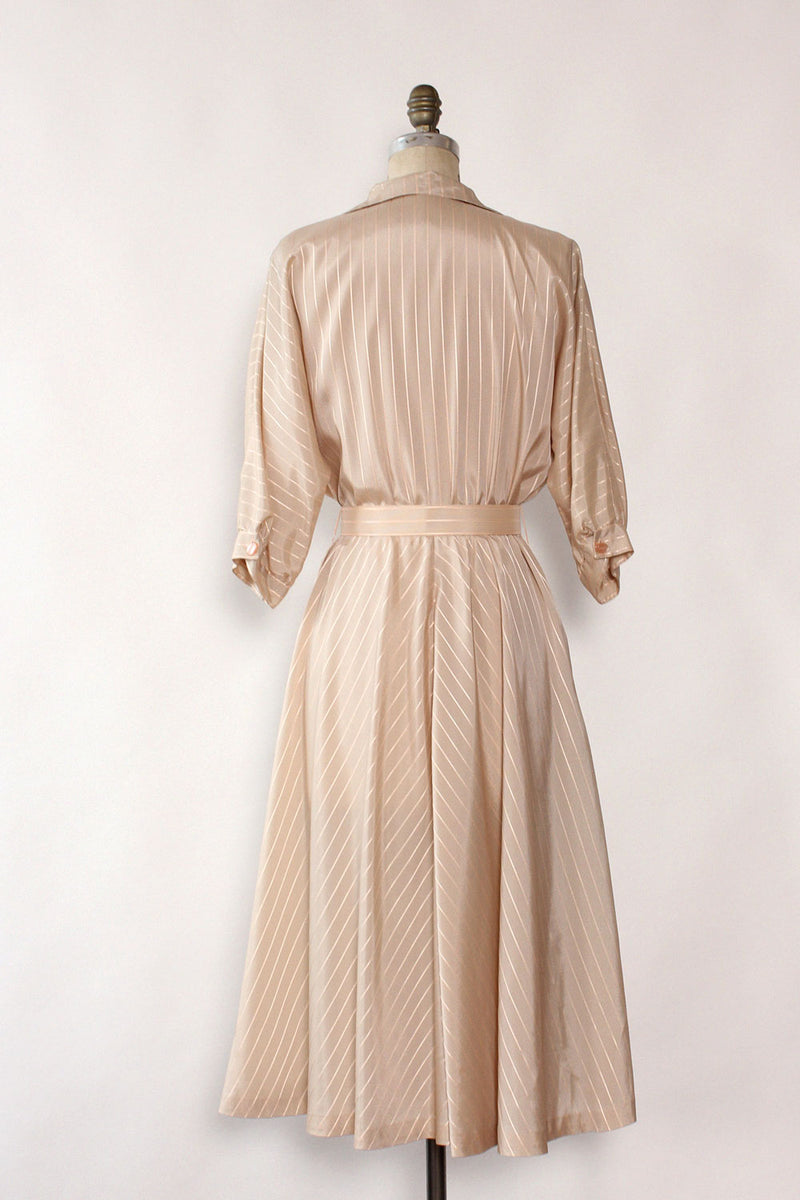 Champagne Chevron Belted Dress M/L