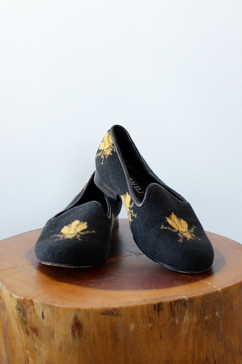 HOLD Bug Needlepoint Slippers 6 1/2