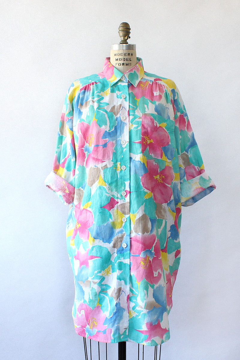 Watercolor Floral Shirtdress