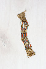 Coral Brass Chain Bracelet