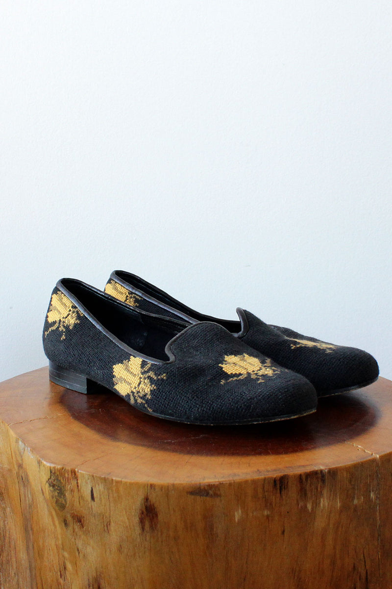 HOLD Bug Needlepoint Slippers 6 1/2