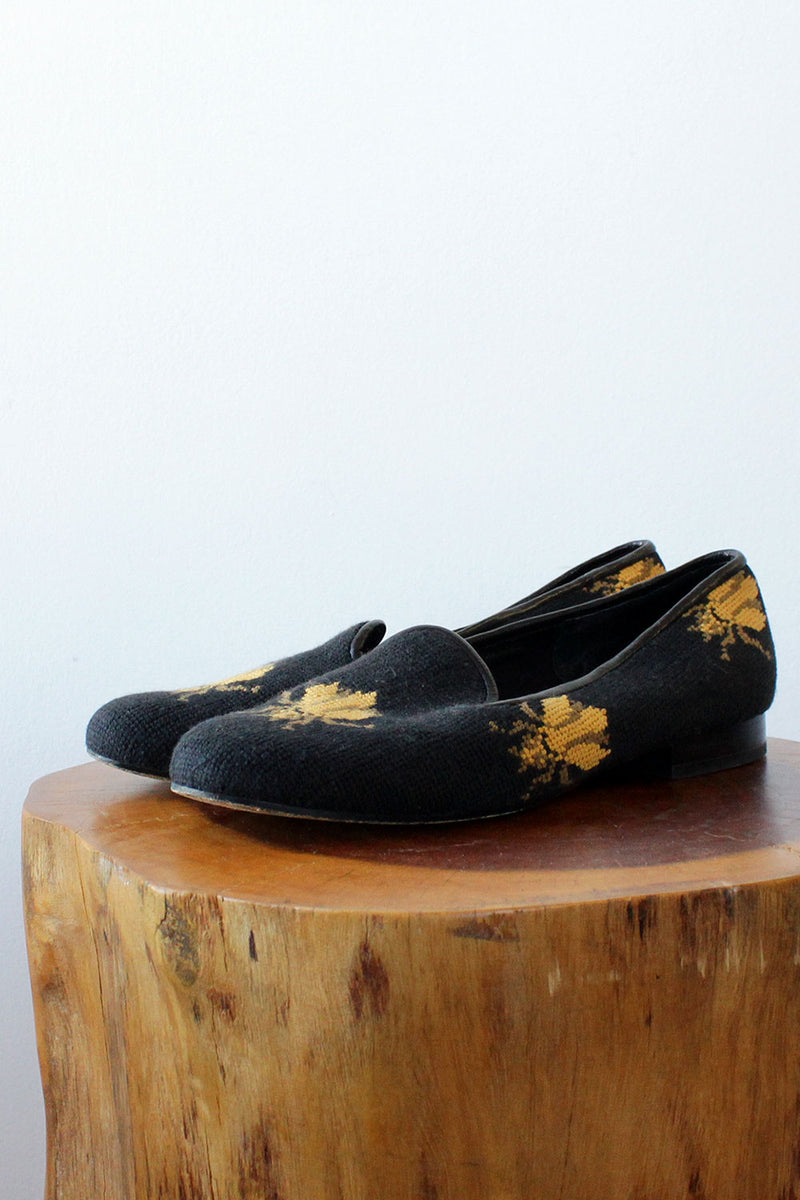 HOLD Bug Needlepoint Slippers 6 1/2