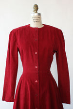 Burgundy Corduroy Flare Dress M