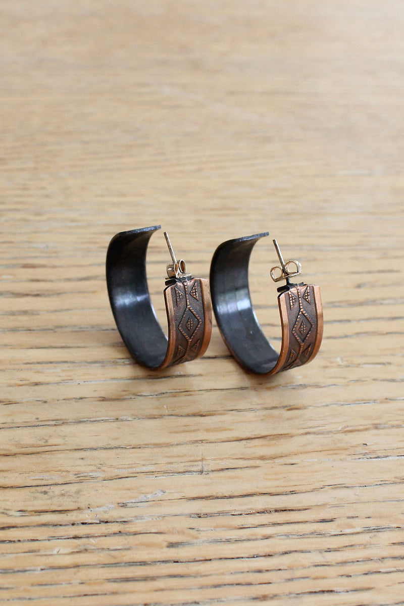 Copper Etched Hoops