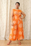 Optical Orange Drape Jumpsuit L