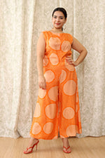 Optical Orange Drape Jumpsuit L