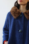 Blue Boucle Mink Collar Coat XS/S