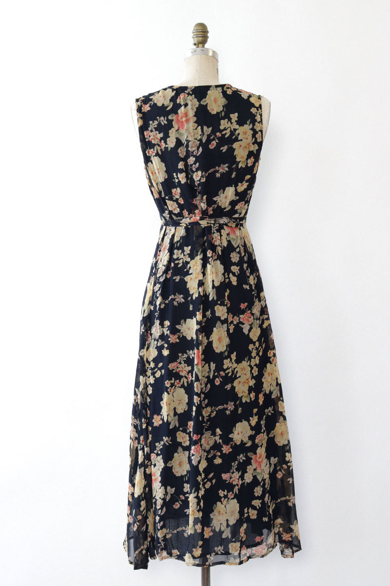 Blooming Navy Chiffon Button Dress XS/S