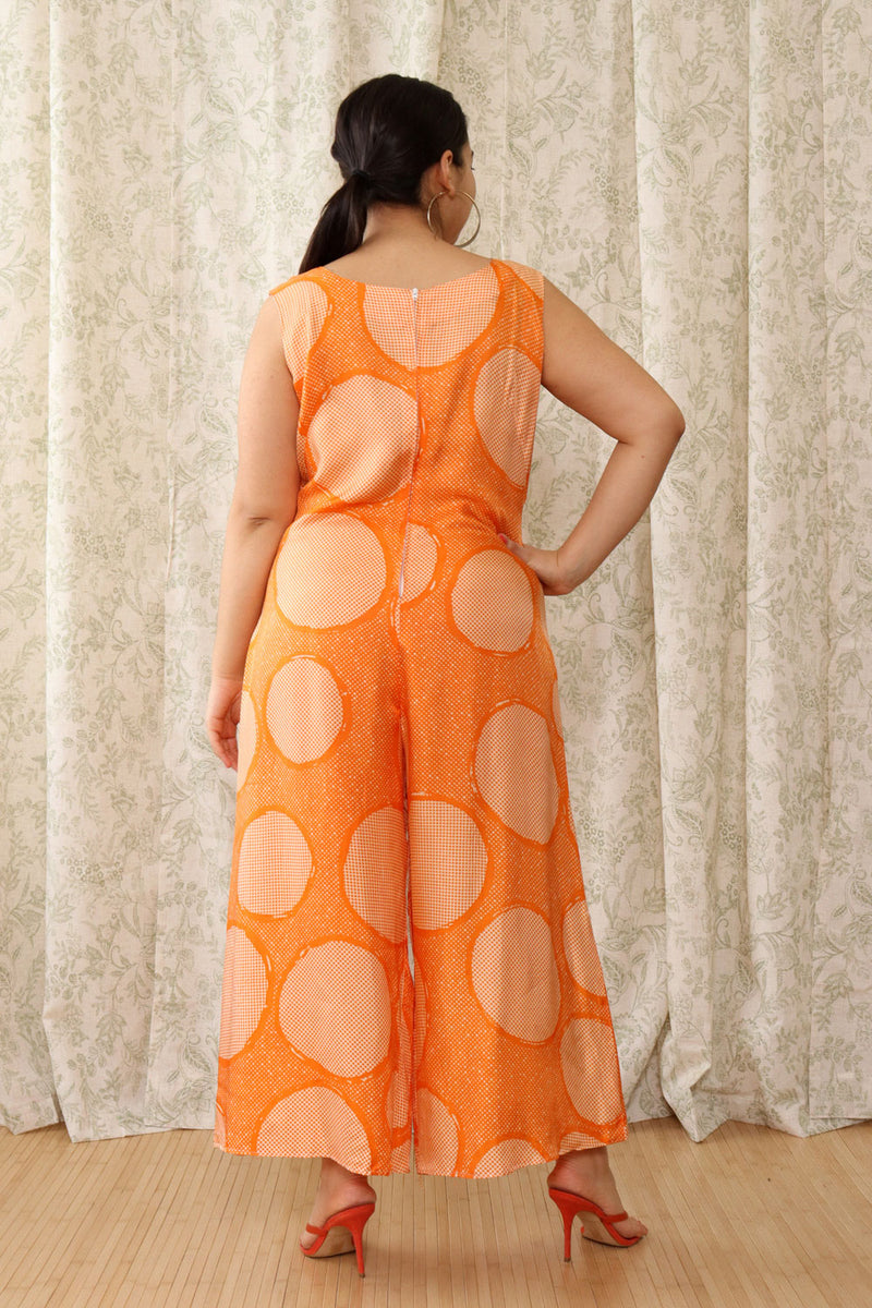 Optical Orange Drape Jumpsuit L