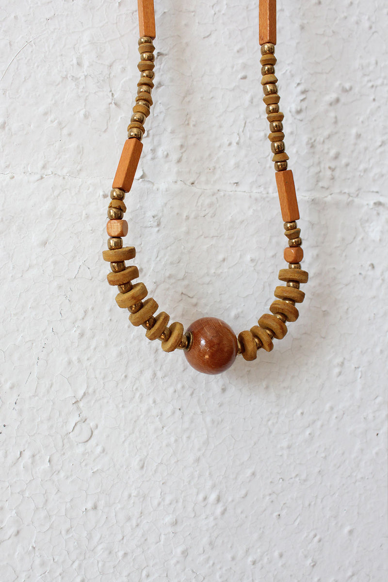 Orange Wood Bead Necklace