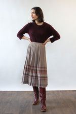 Mauve Pleated Stripe Skirt XS