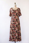 Lace-up Dark Floral Tea Dress L/XL
