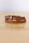 Chestnut Skinny Leather Belt XS/S