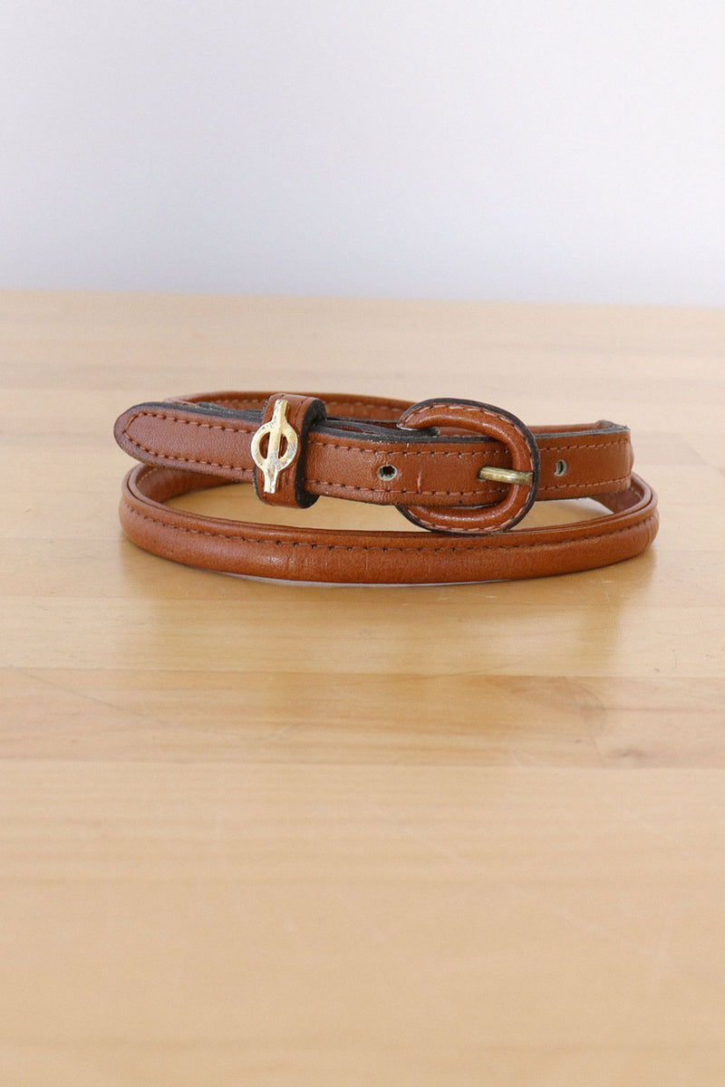 Chestnut Skinny Leather Belt XS/S