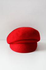 Red Wool Sculpted Newsboy Cap