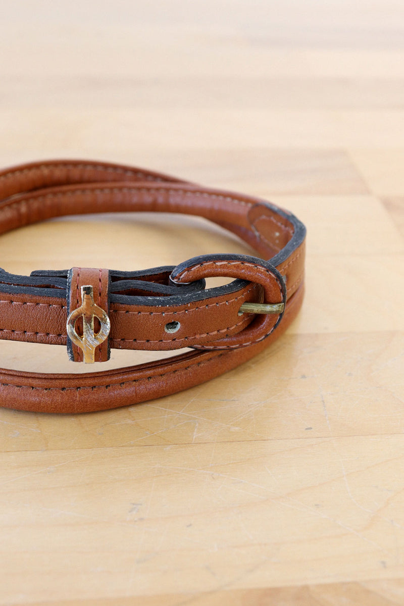 Chestnut Skinny Leather Belt XS/S