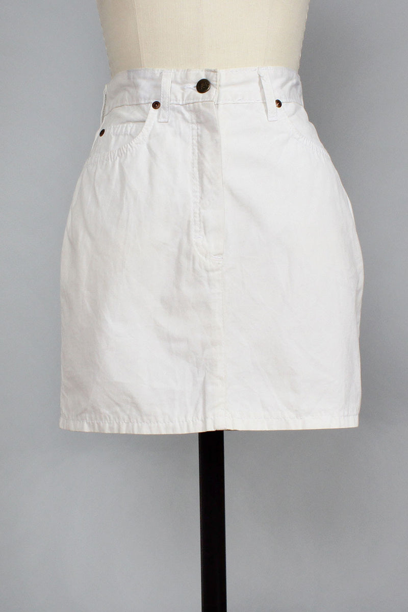 Lee White Denim Mini Skirt S