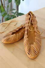 Honey Leather Woven Flats 6.5
