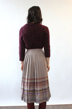 Mauve Pleated Stripe Skirt XS
