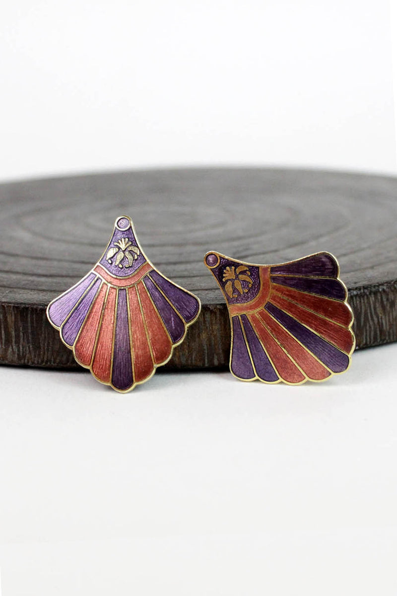 Fanned Enamel Earrings