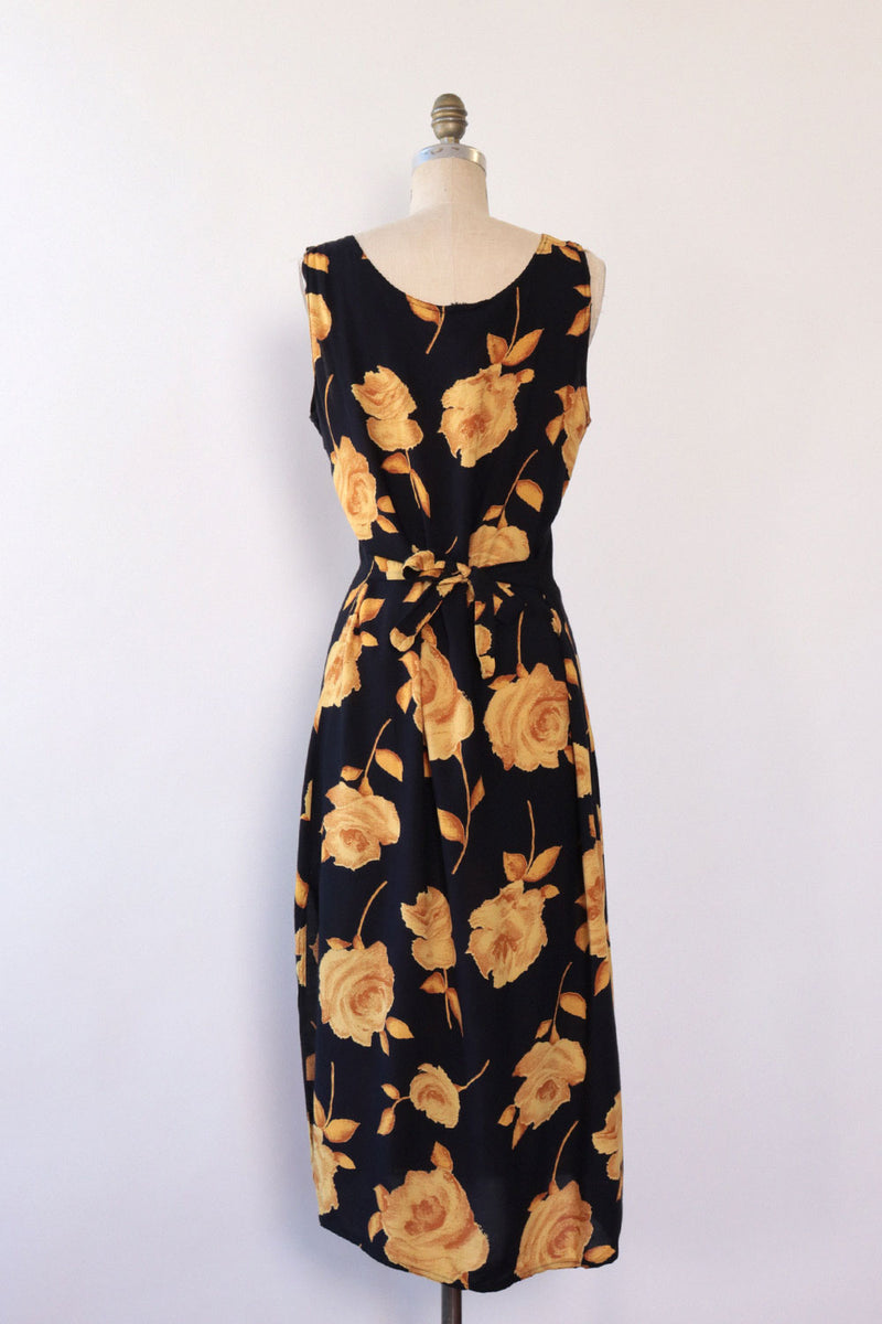 Navy Wheat Floral Tank Dress L