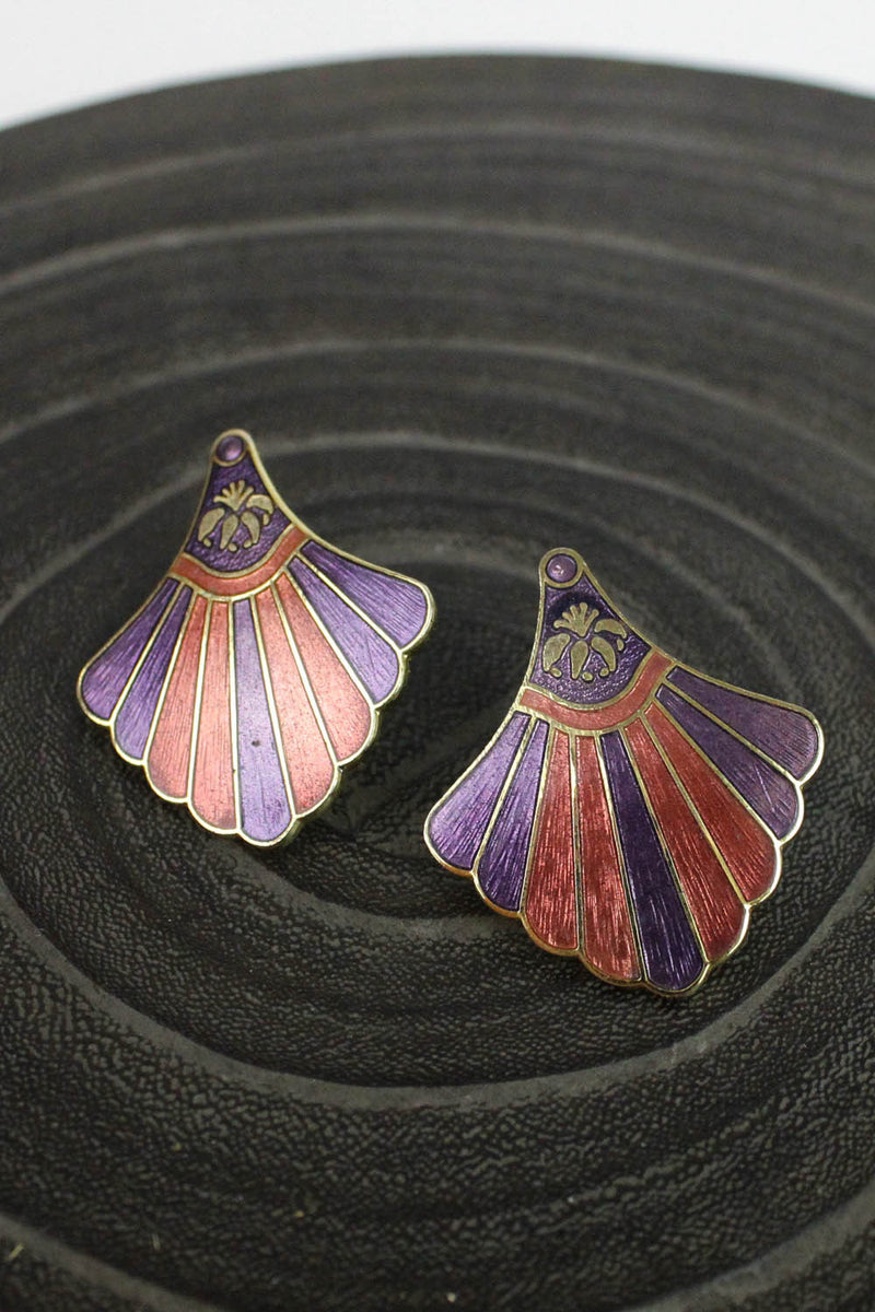 Fanned Enamel Earrings