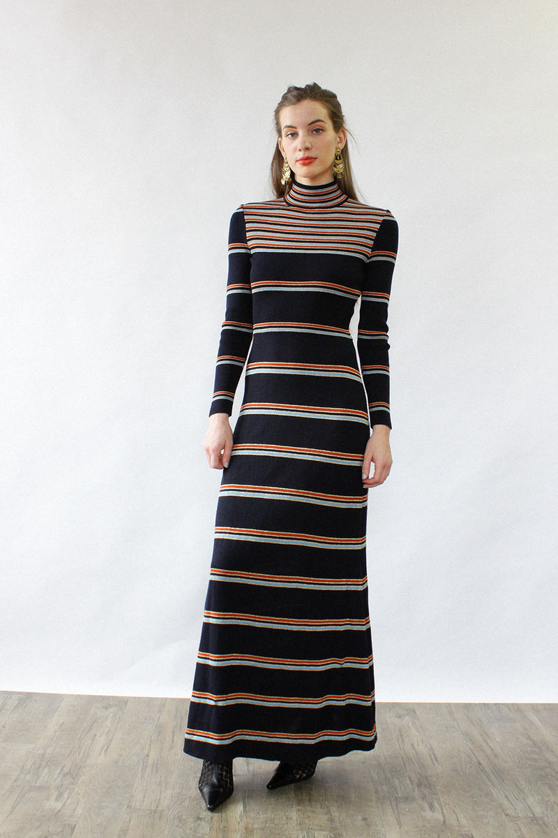Metallic Stripe Maxi Dress S/M