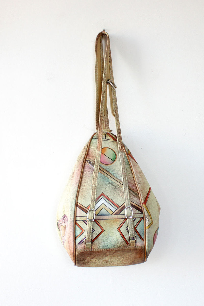 Abstract Painted Leather Backpack