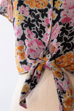 Watercolor Floral Crop Blouse S/M