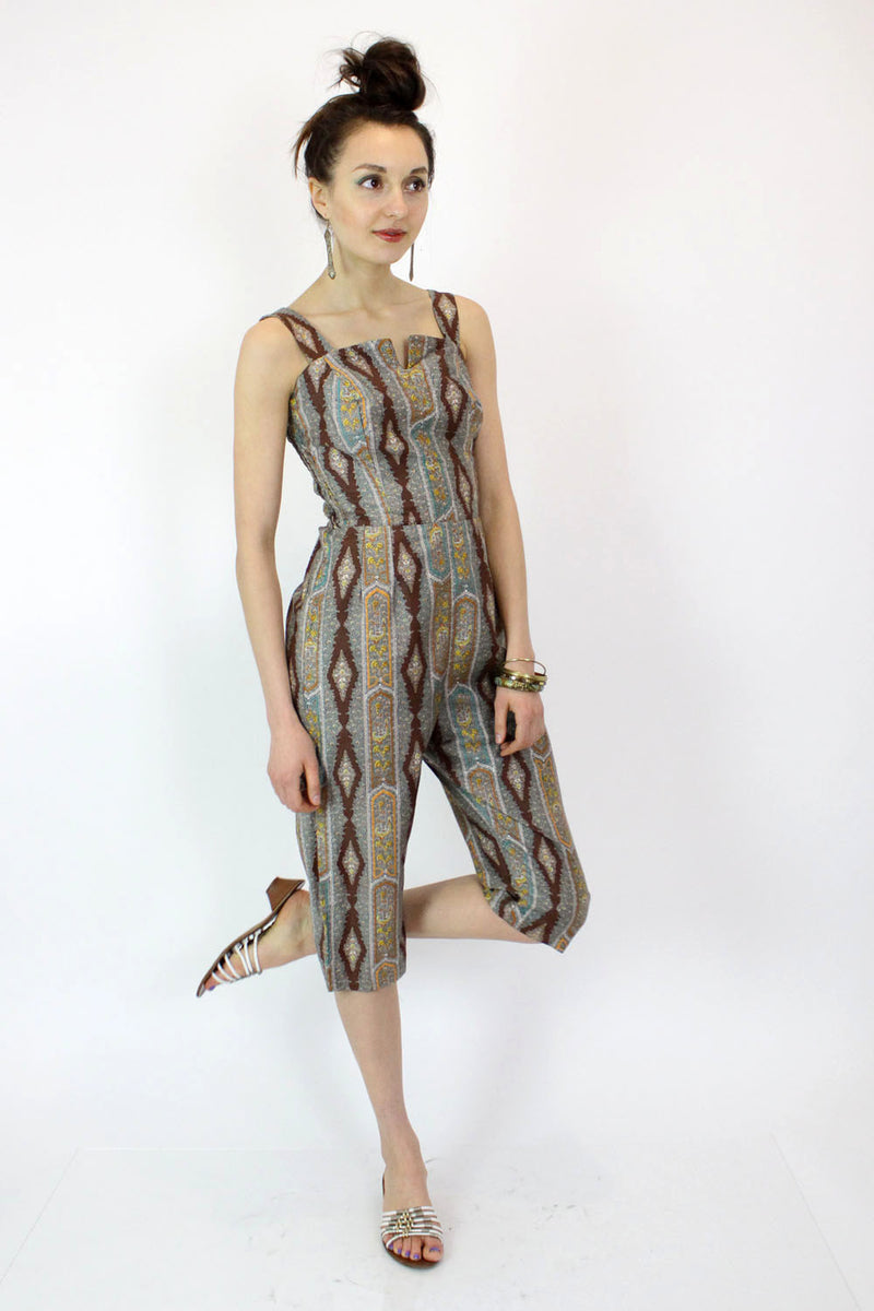 60s Paisley Jumpsuit S
