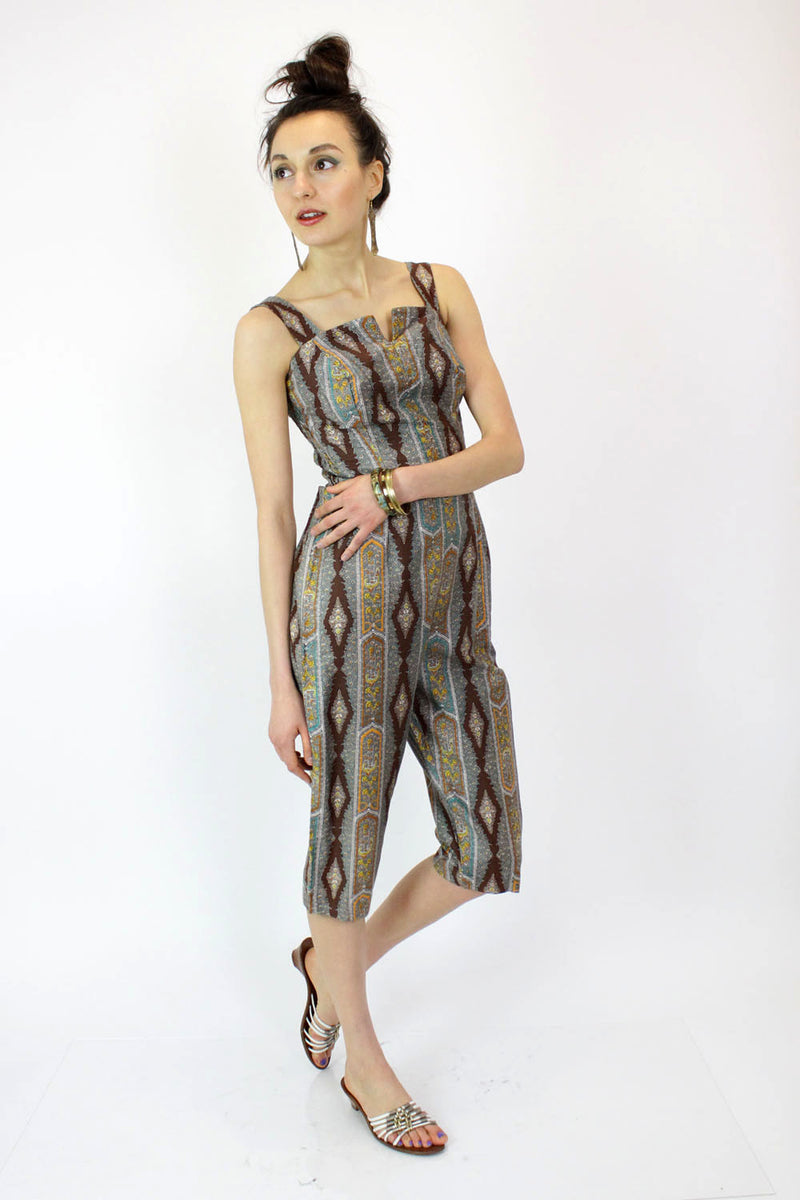 60s Paisley Jumpsuit S