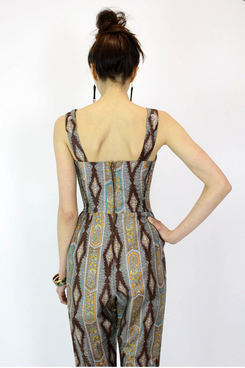 60s Paisley Jumpsuit S