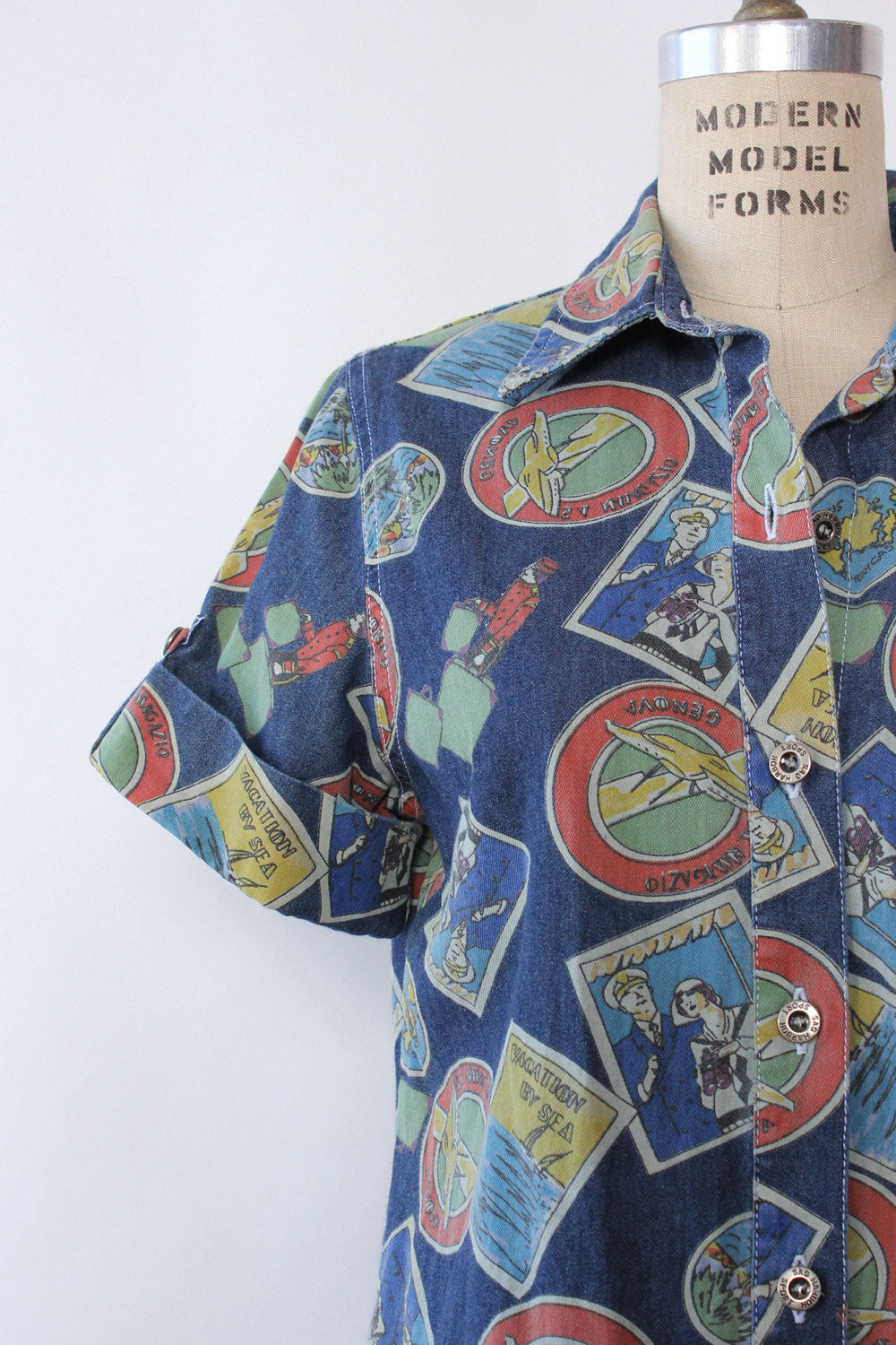 Vacay Postcard Print Top S/M
