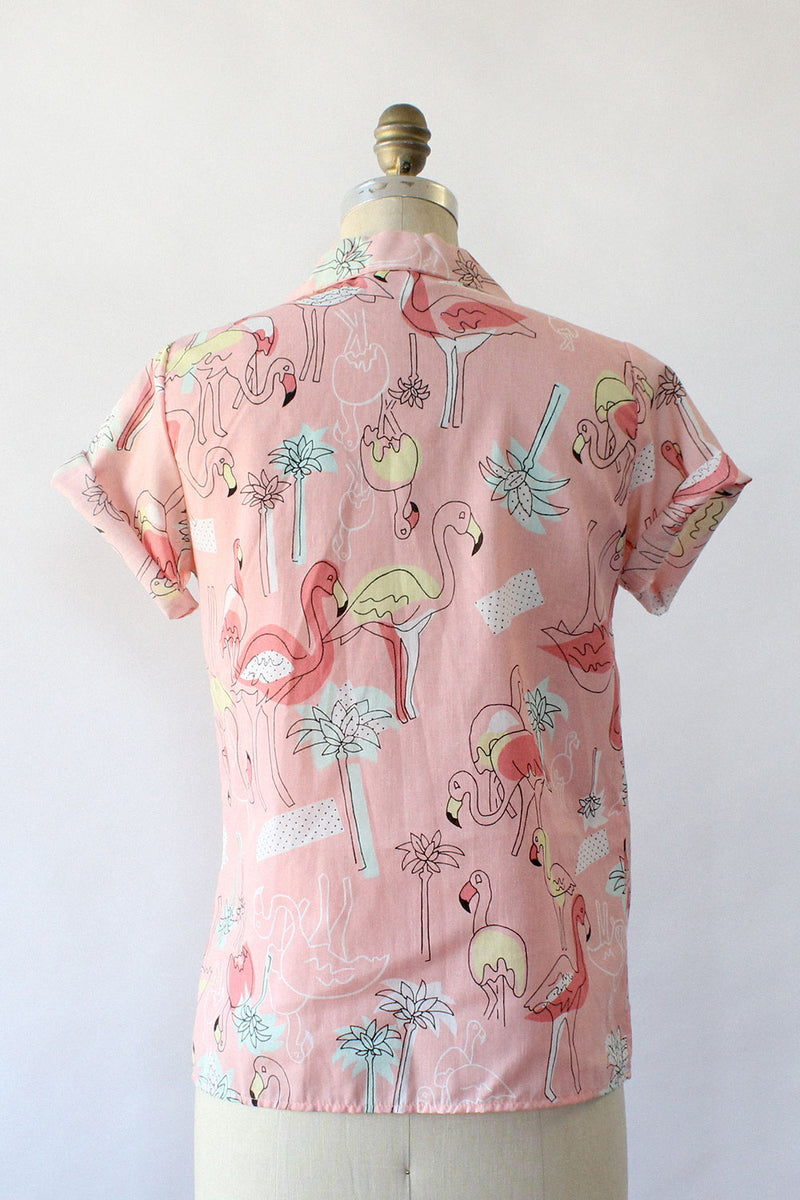 Flamingo Print Buttondown S/M