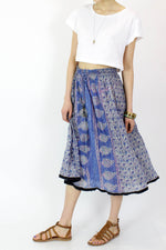 Metallic Sky Blue Gauze Indian Skirt