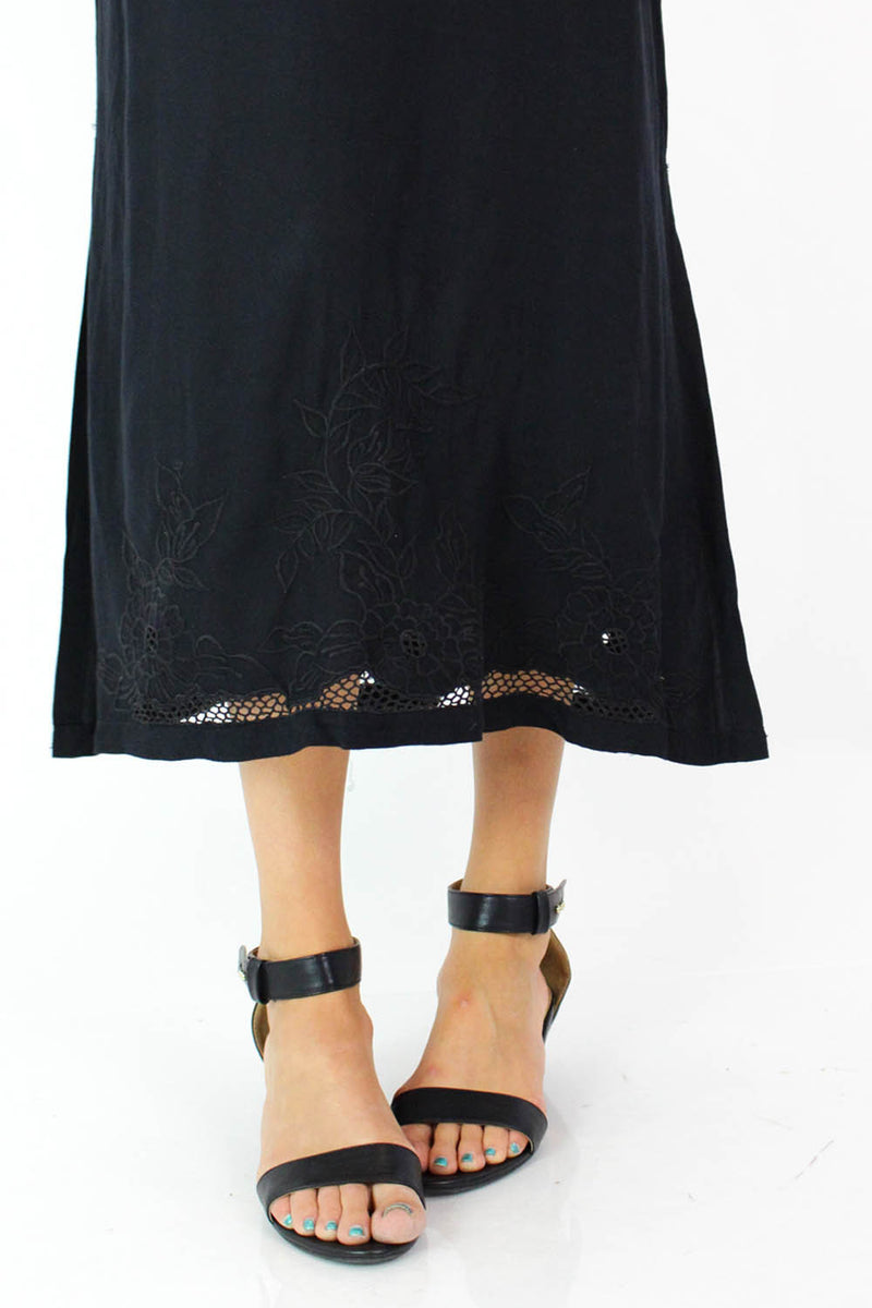 Black Cutout Lace Column Dress S