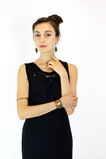 Black Cutout Lace Column Dress S