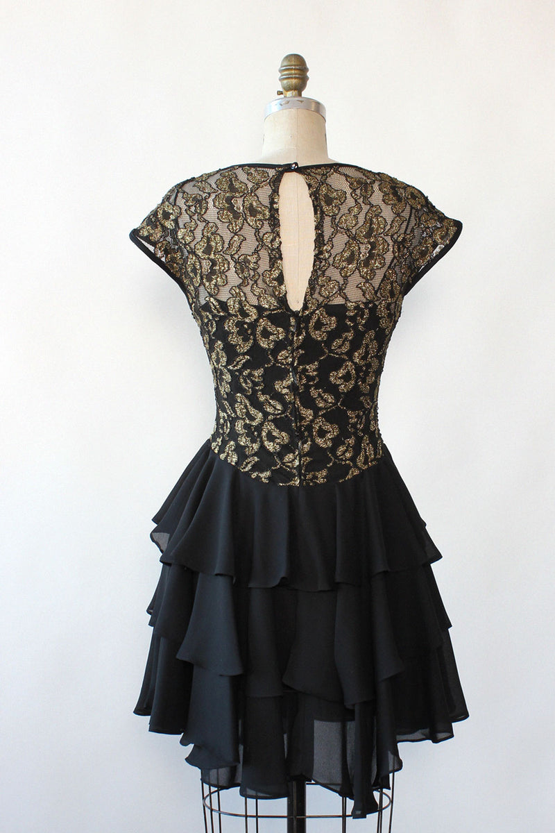 Gilded Lace Tiered Mini Dress XS/S